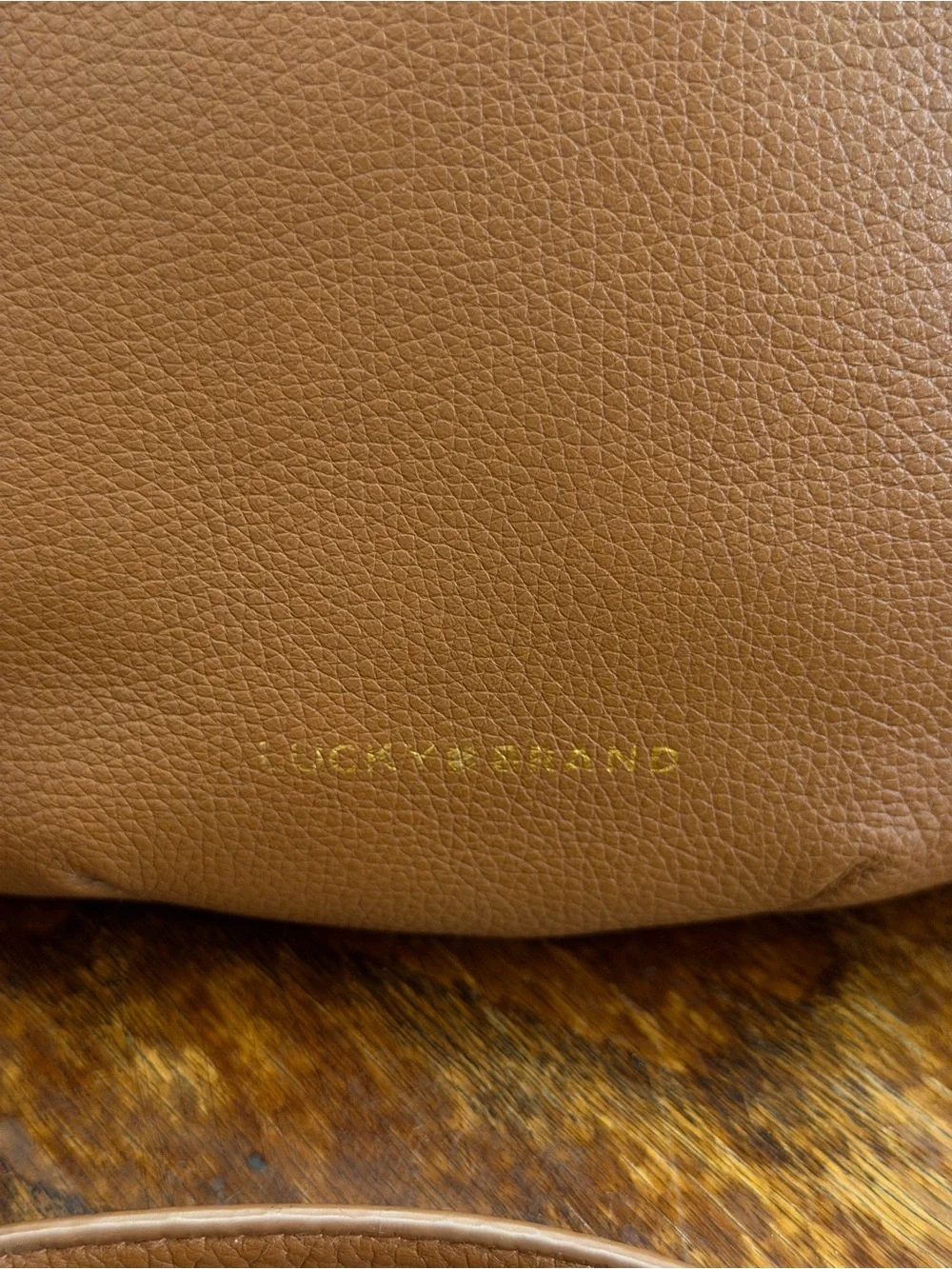 Lucky Brand Brown Pebble Leather Curved Bottom Half Moon Shaped Crossbody